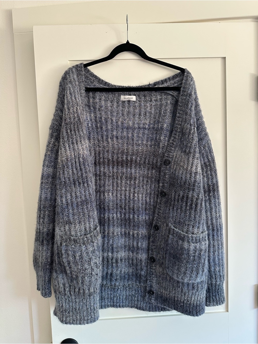 NAADAM oversized alpaca and wool cardigan - gray / blue